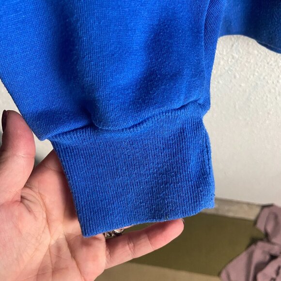 Vintage M&C Sportswear L Crew Neck Sweatshirt Embroidered Santa Blue Christmas - Picture 4 of 7